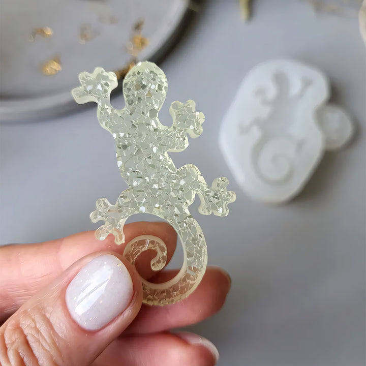Crystal Lizard Brooch Silicone Mold, 5.5x3.8x0.5 cm