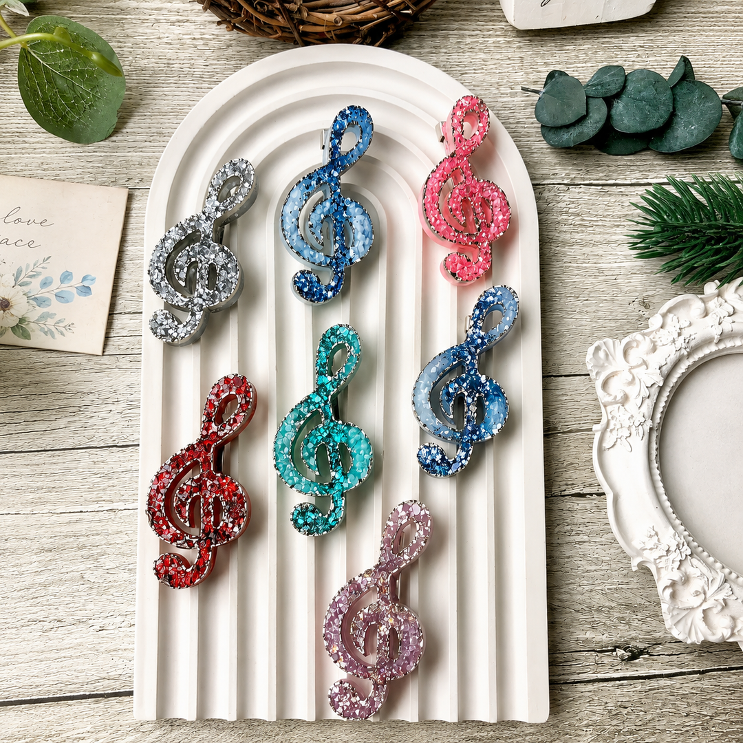 Crystal Treble Clef Brooch Silicone Mold, 5.5x2.6x0.5 cm