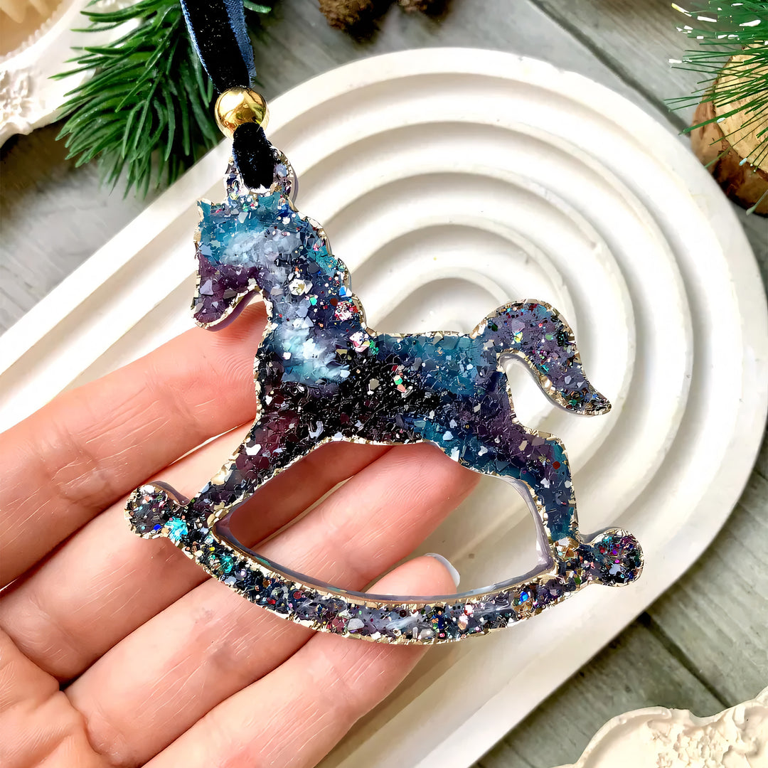 Crystal Rocking Horse Ornament Silicone Mold, 7x7x0.5 cm