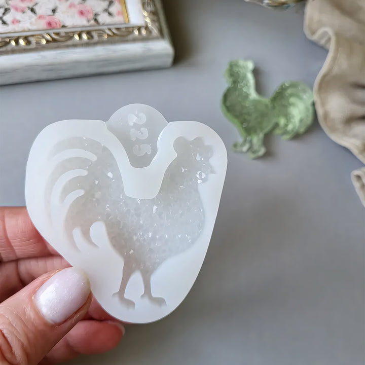 Crystal Rooster Brooch Silicone Mold, 5.5x5x0.5 cm