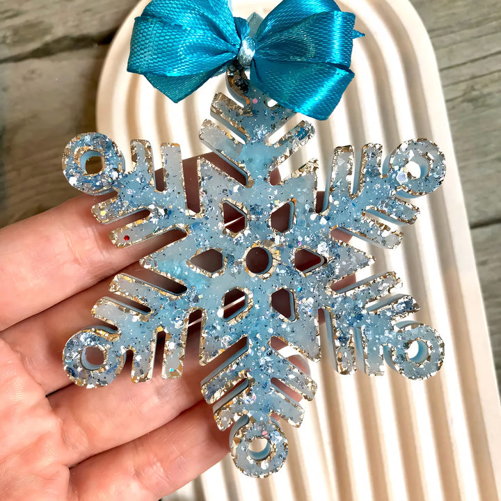 Crystal Snowflake Ornament 2 Silicone Mold, 9x9x0.5 cm