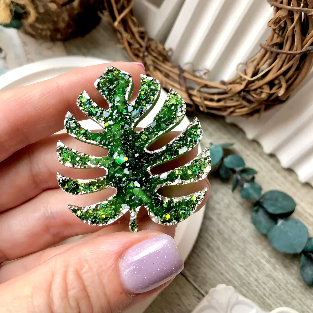 Crystal Monstera Leaf Brooch Silicone Mold, 5.5x4x0.5 cm