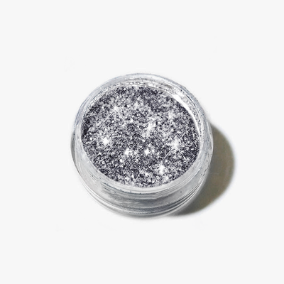Diamond Glitter Powder Silver, 5 g jar with holographic sparkle for resin crafts.