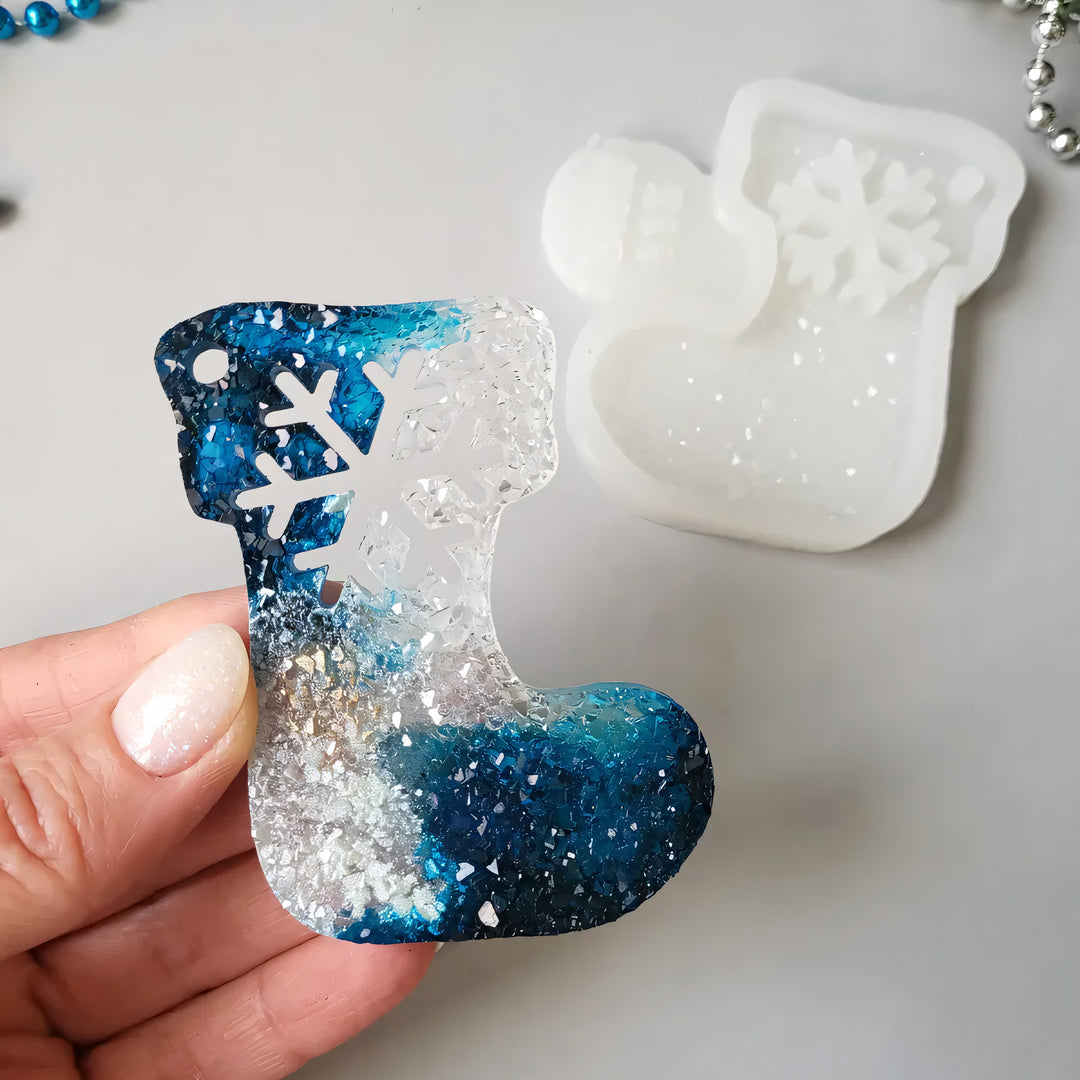 Crystal Christmas Stocking Ornament Silicone Mold, 7.5x6x0.5 cm