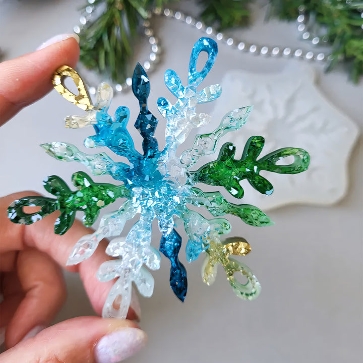 Crystal Snowflake Ornament 6 Silicone Mold, 9x9x0.5 cm