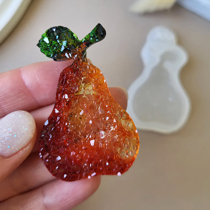 Crystal Pear Brooch Silicone Mold, 5.5x3.5x0.5 cm