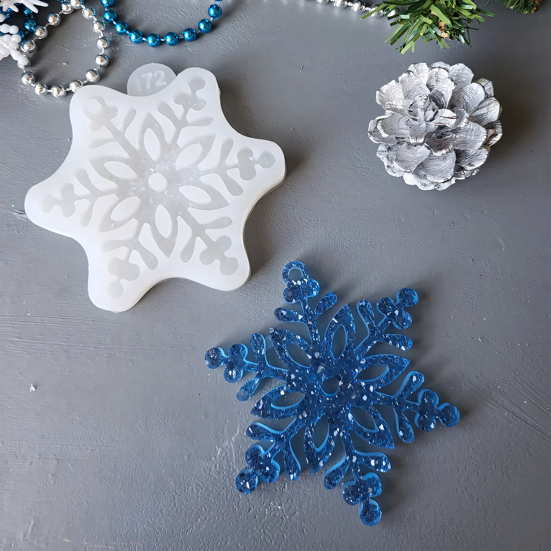 Crystal Snowflake Ornament 5 Silicone Mold, 9x9x0.5 cm