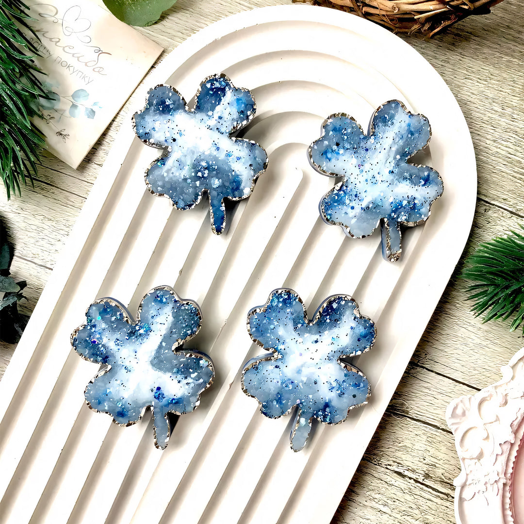 Crystal Four-Leaf Clover Brooch Silicone Mold, 5x4.2x0.5 cm