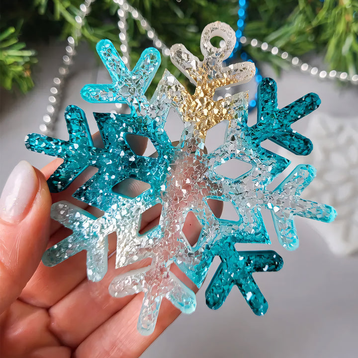 Crystal Snowflake Ornament 3 Silicone Mold, 9x9x0.5 cm