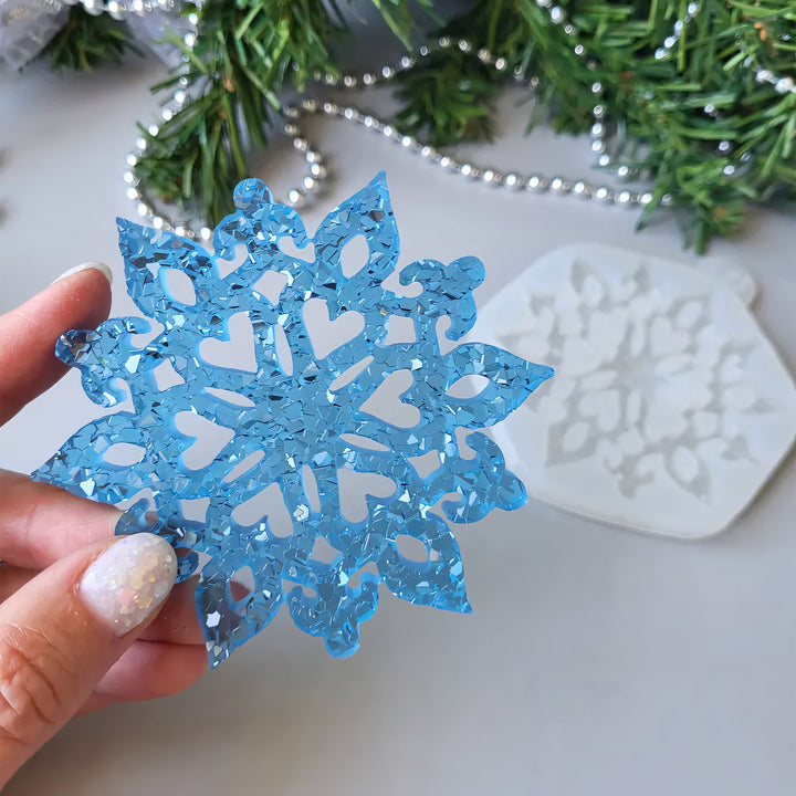 Crystal Snowflake Ornament 7 Silicone Mold, 9x8.3x0.5 cm