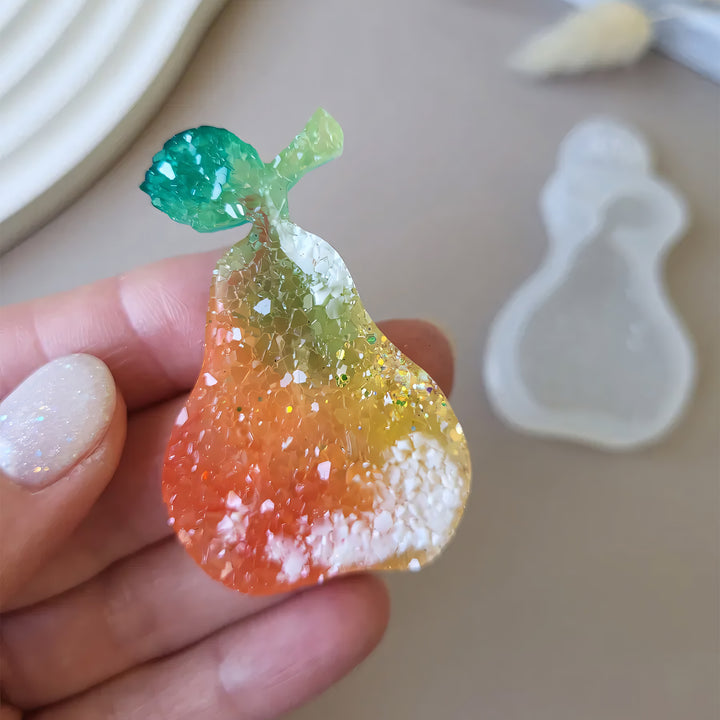 Crystal Pear Brooch Silicone Mold, 5.5x3.5x0.5 cm