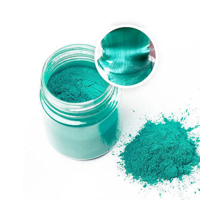 Metallic Pigment Powder Mint 20g for resin art with a shimmering finish.