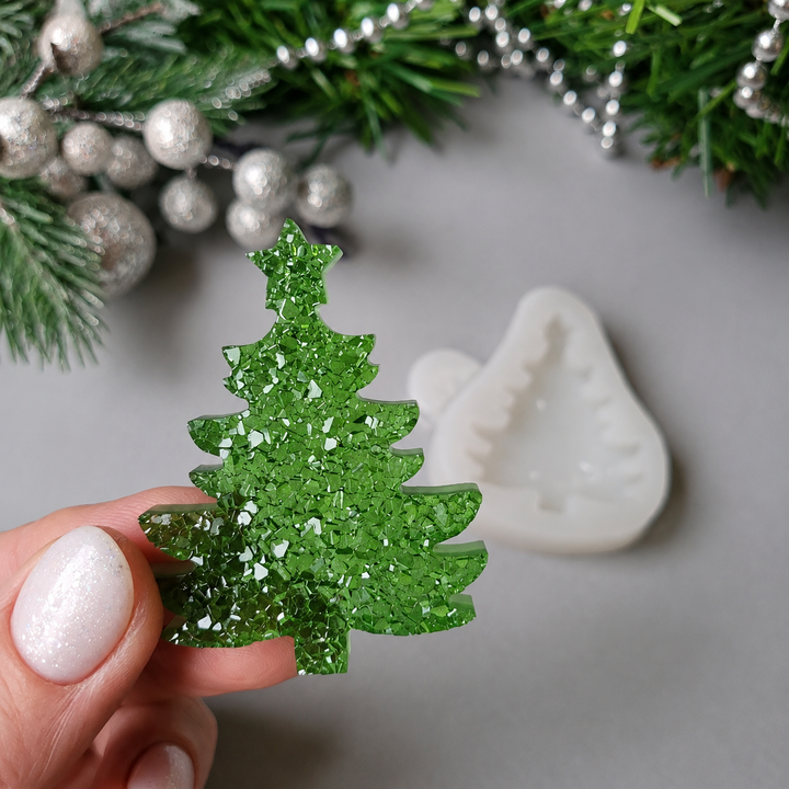 Crystal Christmas Tree Brooch Silicone Mold, 5.3x4x0.5 cm