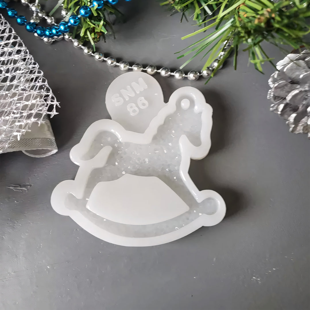 Crystal Rocking Horse Ornament Silicone Mold, 7x7x0.5 cm