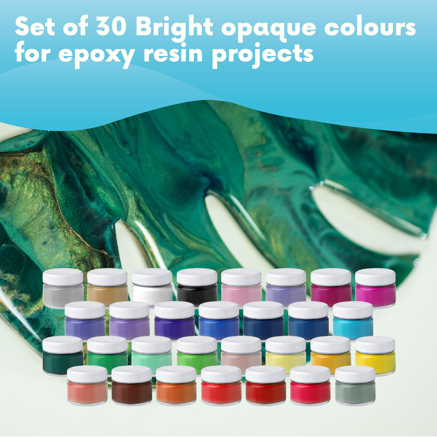 Opaque Pigment Pastes Set for Epoxy Resin , 30 colors x 20 gr