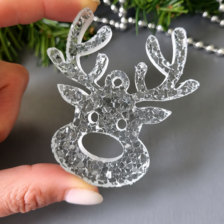Crystal Reindeer Ornament Silicone Mold, 7.5x7.5x0.5 cm