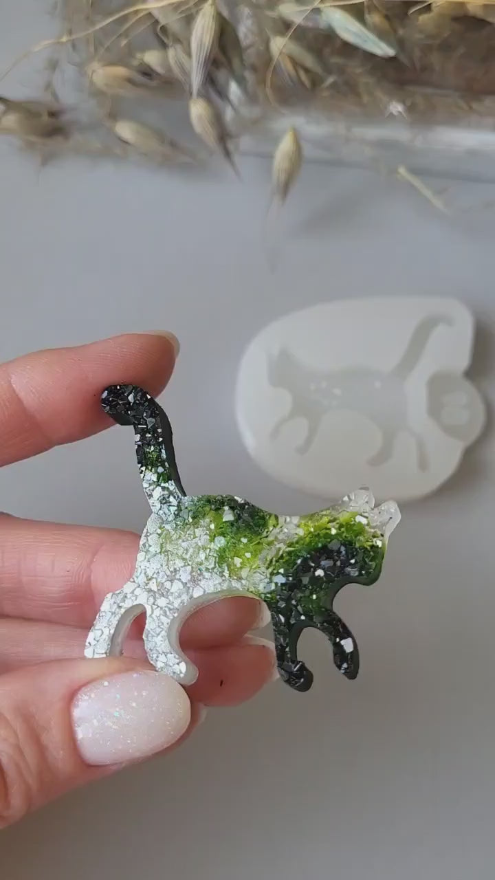 Crystal Kitten Brooch Silicone Mold, 4.5x5x0.5 cm