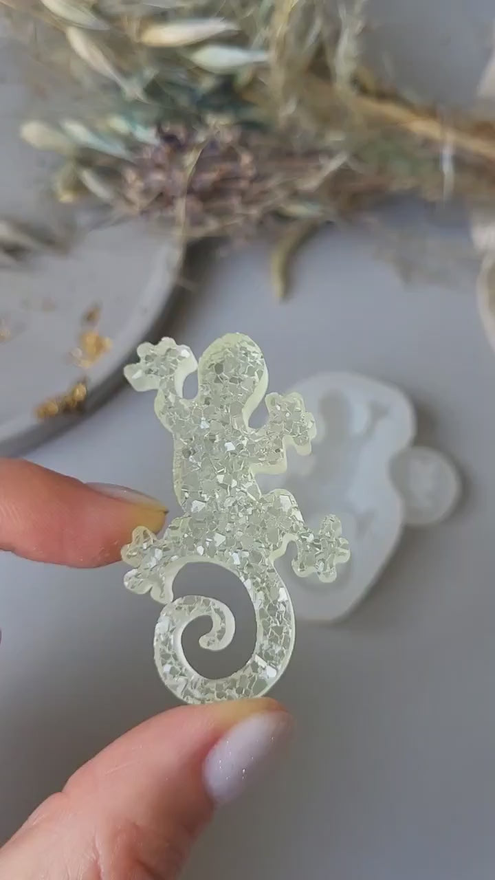 Glossy Lizard Brooch Silicone Mold, 5.5x3.8x0.7 cm