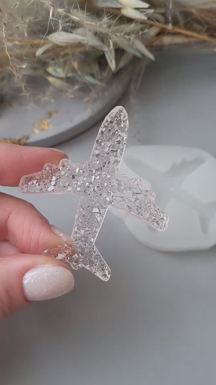 Crystal Airplane Brooch Silicone Mold, 5.9x5x0.5 cm