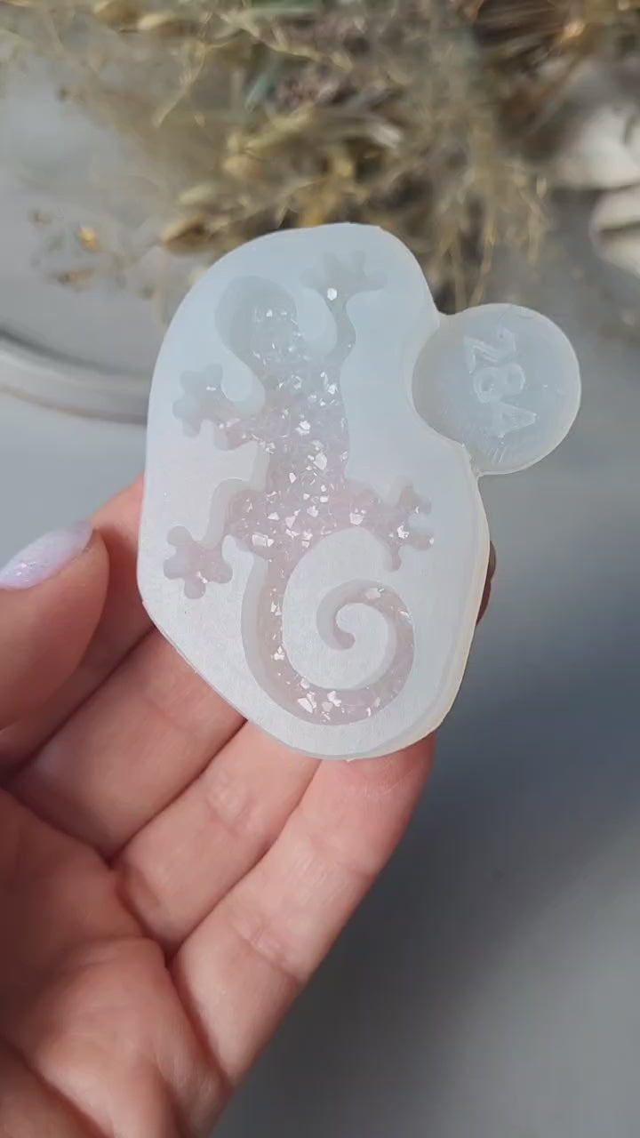 Crystal Lizard Brooch Silicone Mold, 5.5x3.8x0.5 cm