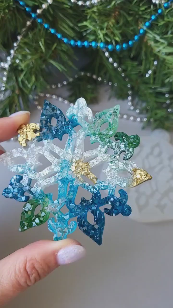 Crystal Snowflake Ornament 7 Silicone Mold, 9x8.3x0.5 cm