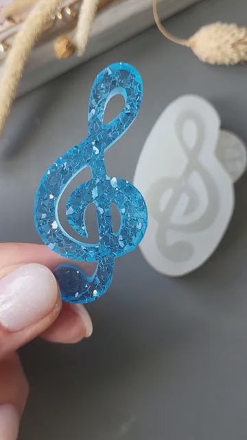 Crystal Treble Clef Brooch Silicone Mold, 5.5x2.6x0.5 cm
