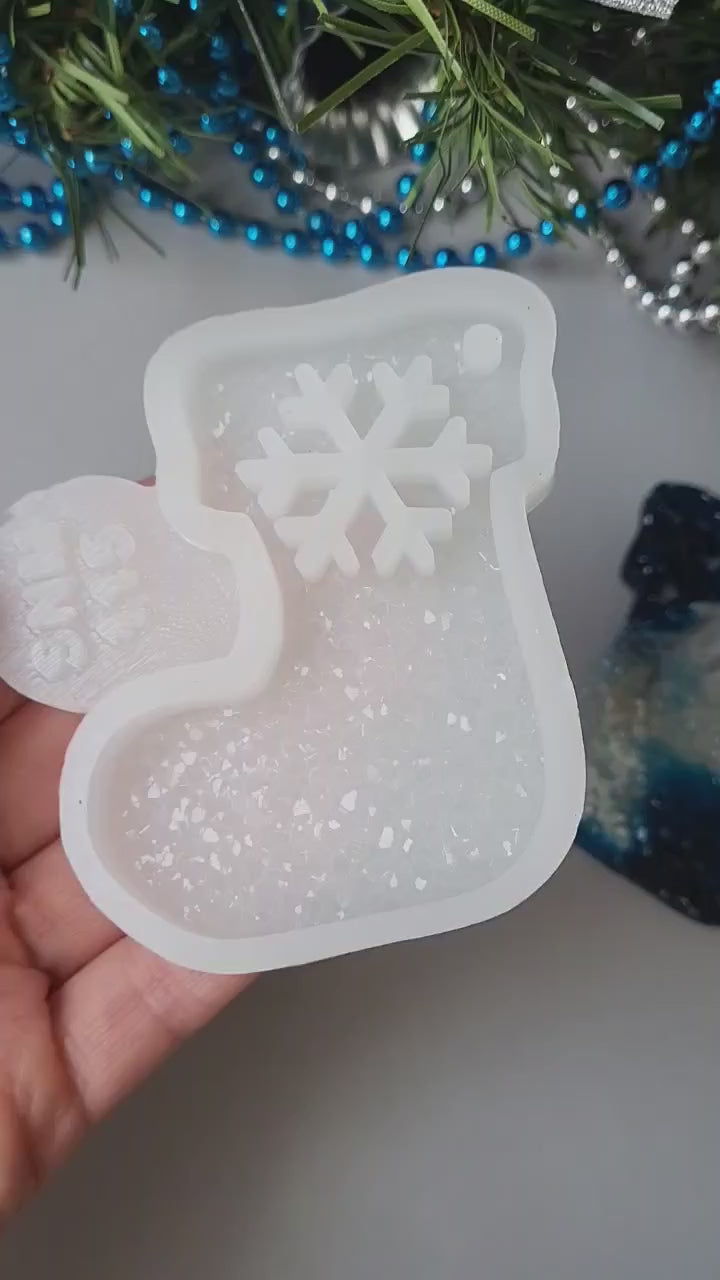 Crystal Christmas Stocking Ornament Silicone Mold, 7.5x6x0.5 cm