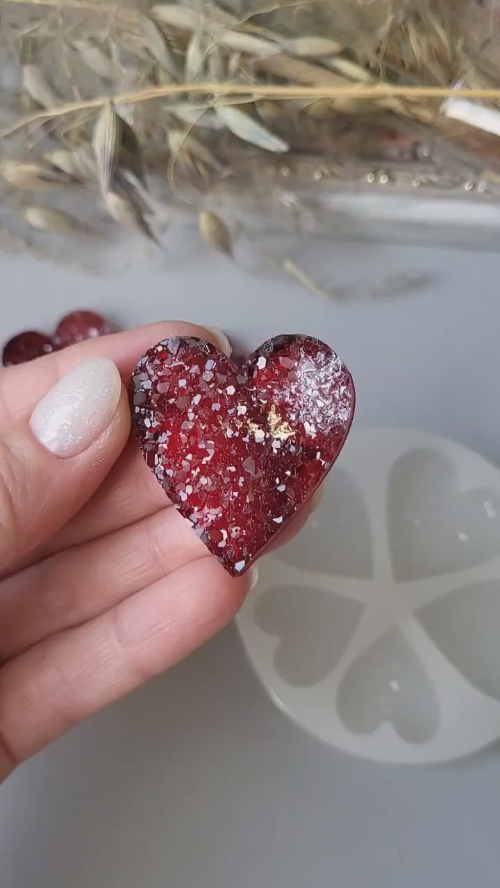 Crystal Heart Ornament Silicone Mold, Set of 3