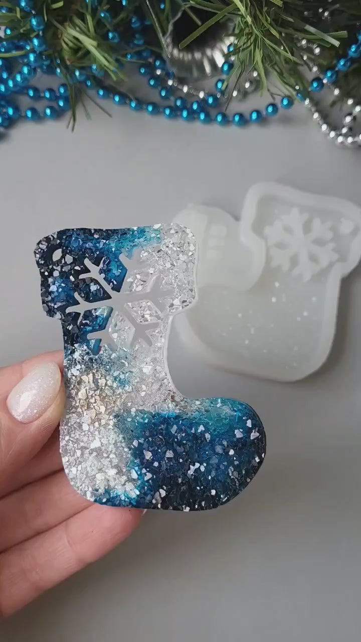 Crystal Christmas Stocking Ornament Silicone Mold, 7.5x6x0.5 cm