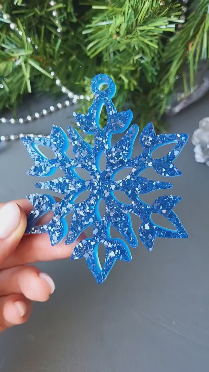 Crystal Snowflake Ornament 4 Silicone Mold, 9x7.5x0.5 cm