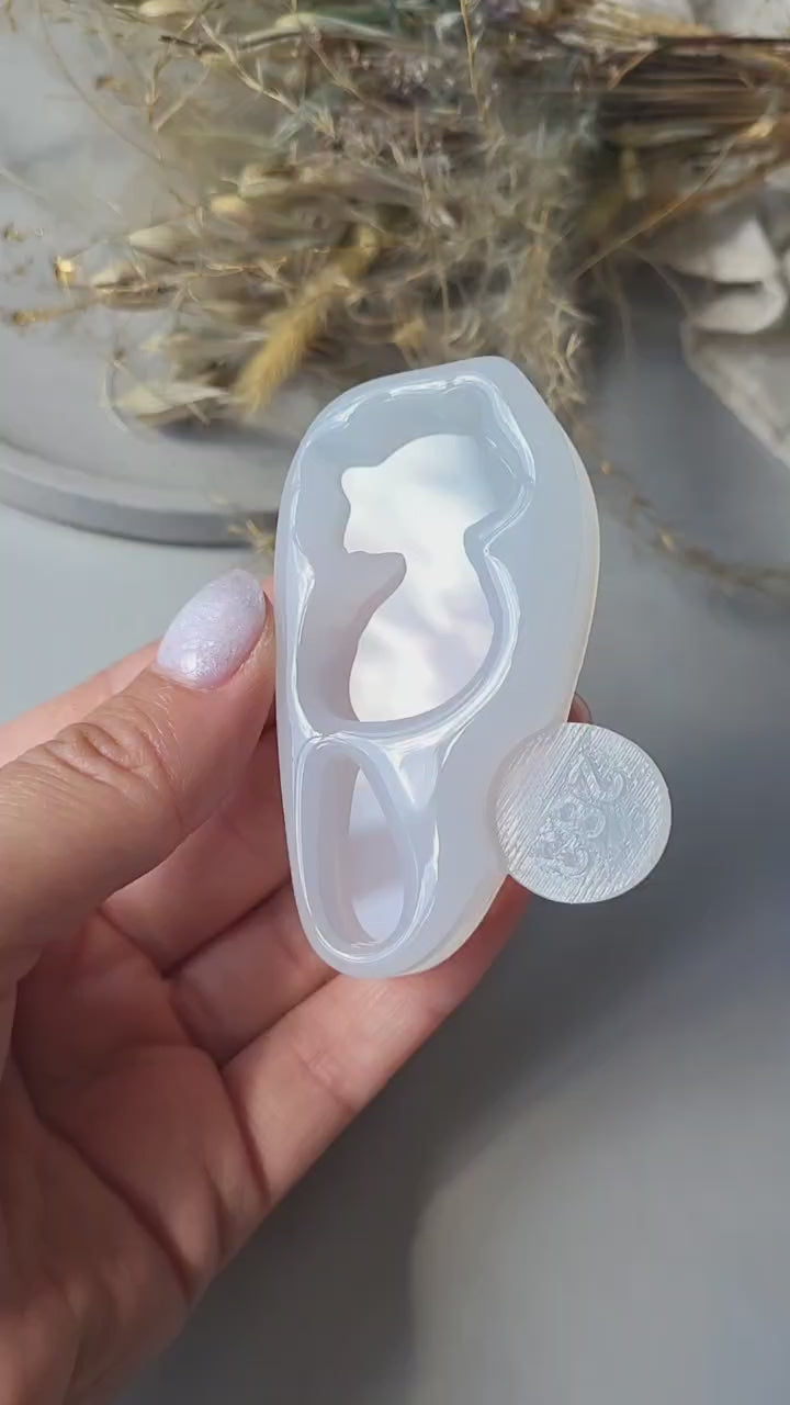 Silikonform Kätzchen-Brosche, glänzend, 5.5x2.5x0.7 cm
