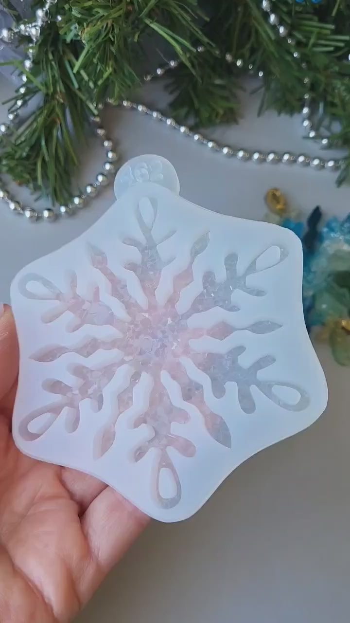 Crystal Snowflake Ornament 6 Silicone Mold, 9x9x0.5 cm