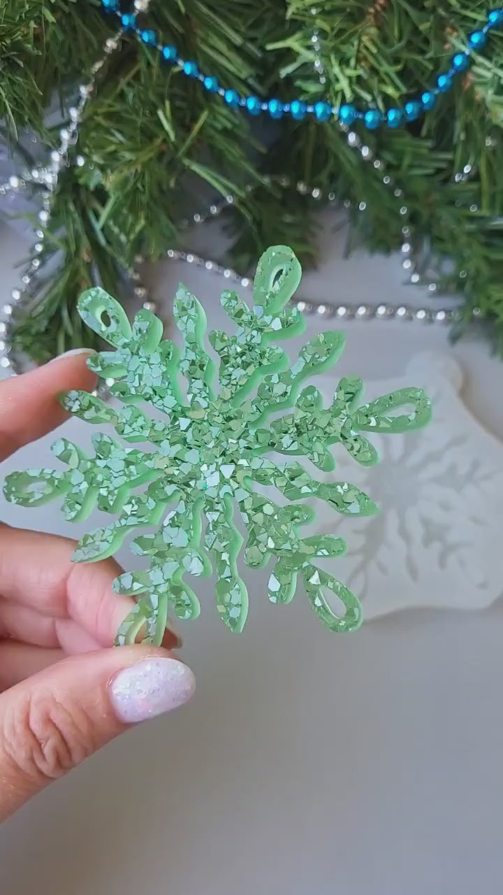 Crystal Snowflake Ornament 6 Silicone Mold, 9x9x0.5 cm