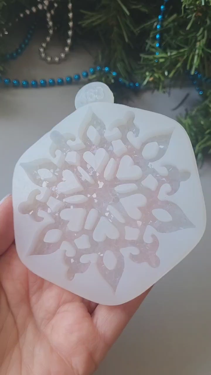 Crystal Snowflake Ornament 7 Silicone Mold, 9x8.3x0.5 cm