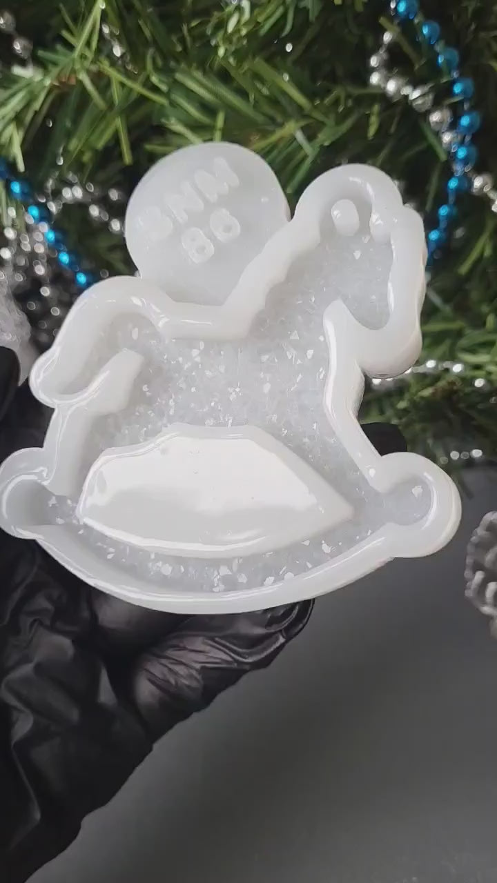 Crystal Rocking Horse Ornament Silicone Mold, 7x7x0.5 cm