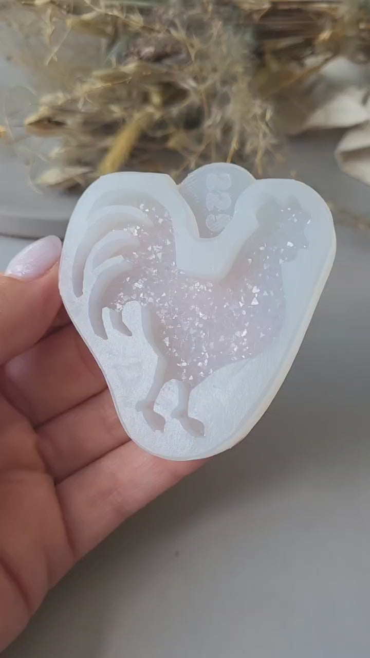 Crystal Rooster Brooch Silicone Mold, 5.5x5x0.5 cm