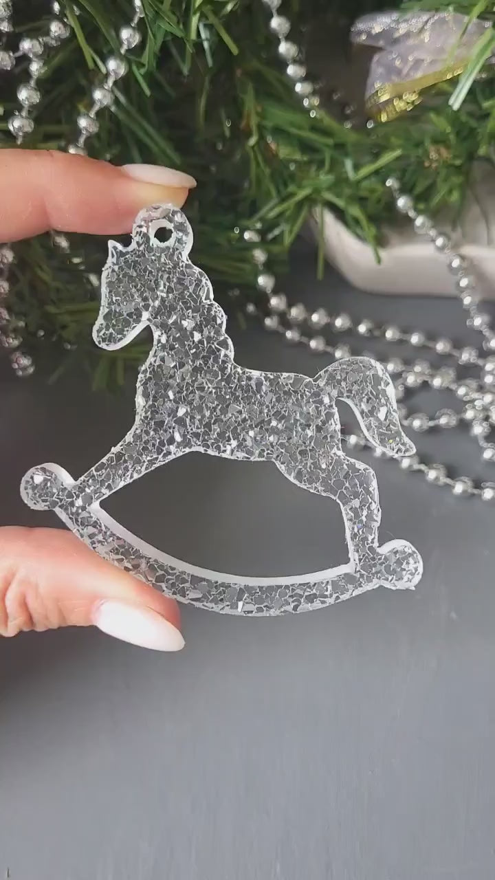 Crystal Rocking Horse Ornament Silicone Mold, 7x7x0.5 cm