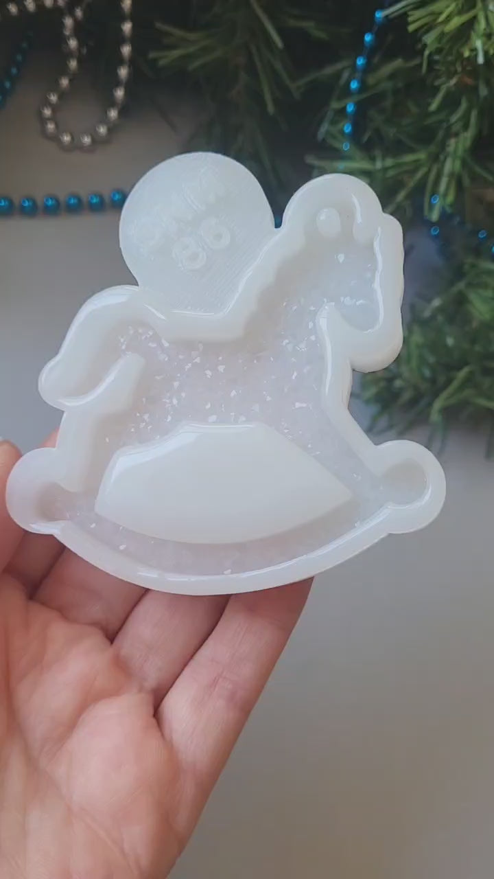 Crystal Rocking Horse Ornament Silicone Mold, 7x7x0.5 cm