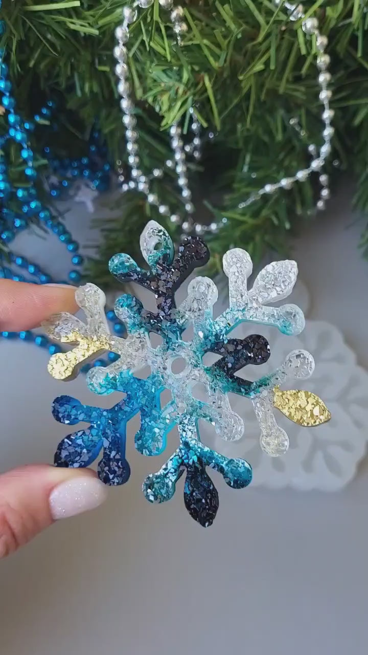 Crystal Snowflake Ornament 1 Silicone Mold, 8.5x8.5x0.5 cm