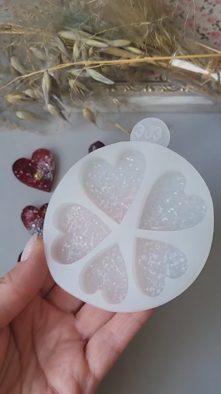 Crystal Heart Ornament Silicone Mold, Set of 3