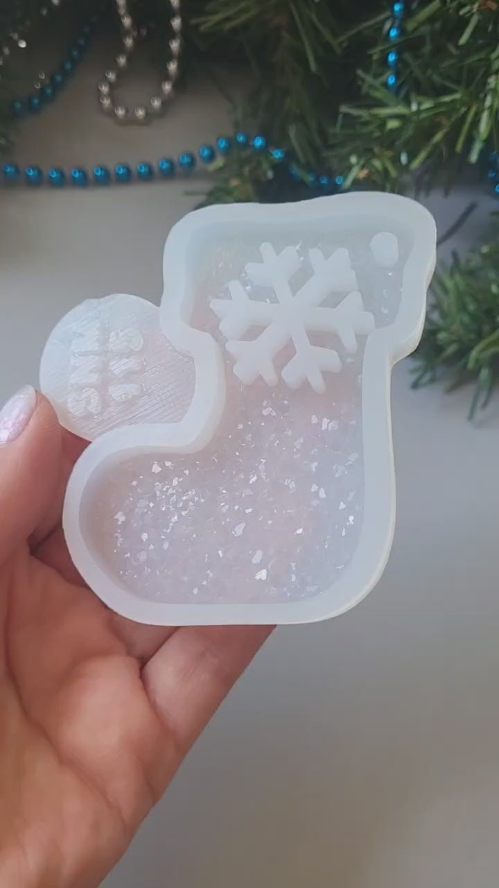 Crystal Christmas Stocking Ornament Silicone Mold, 7.5x6x0.5 cm