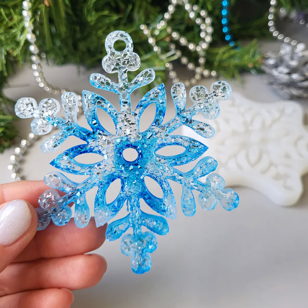 Crystal Snowflake Ornament 5 Silicone Mold, 9x9x0.5 cm