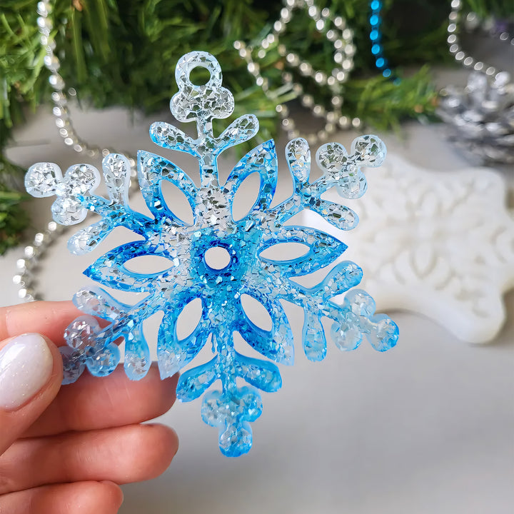 Crystal Snowflake Ornament 5 Silicone Mold, 9x9x0.5 cm