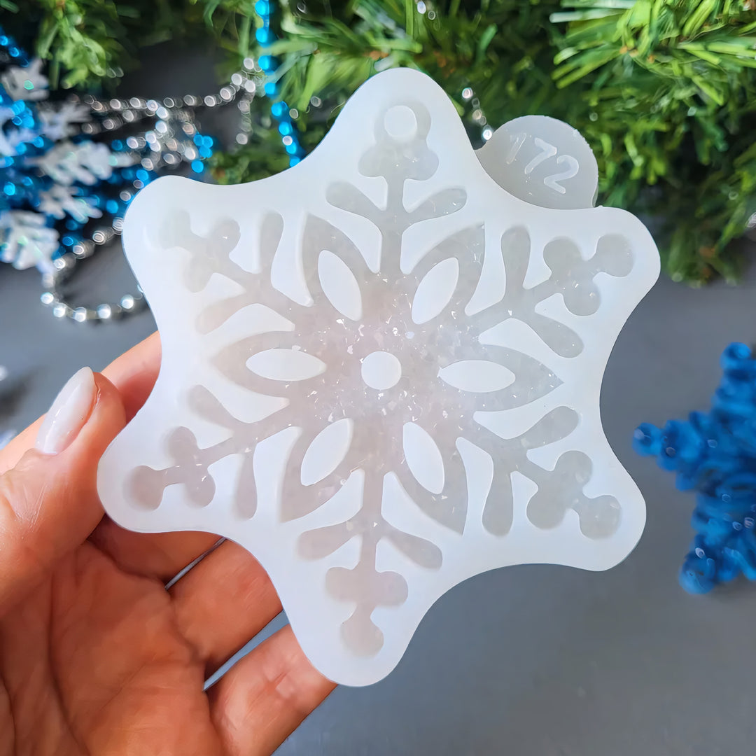 Crystal Snowflake Ornament 5 Silicone Mold, 9x9x0.5 cm
