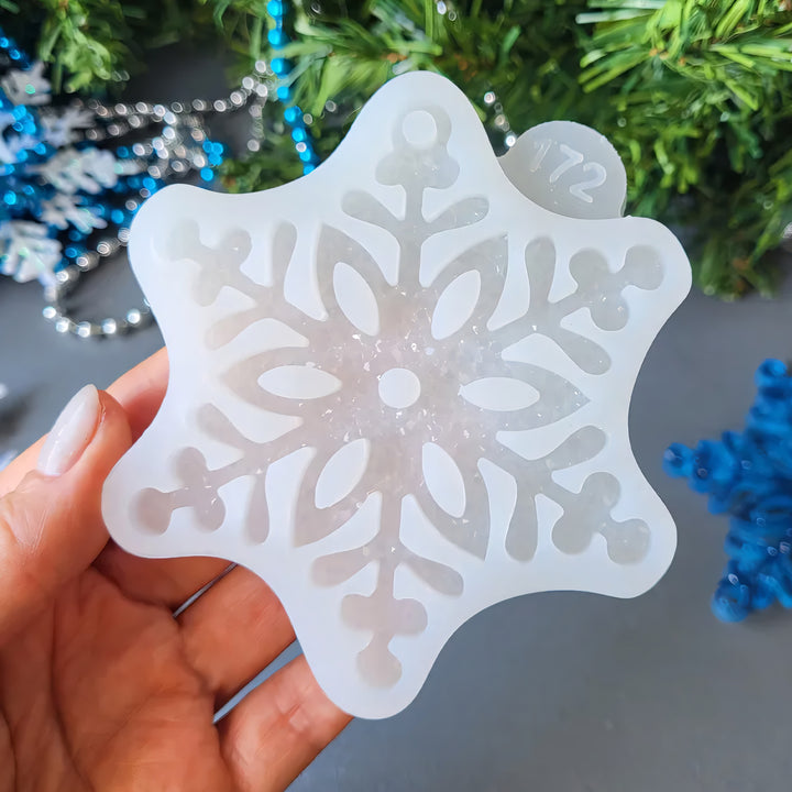 Crystal Snowflake Ornament 5 Silicone Mold, 9x9x0.5 cm