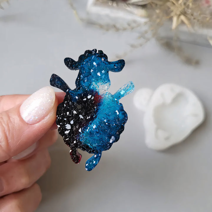 Crystal Sheep Brooch Silicone Mold, 5x3.5x0.5 cm