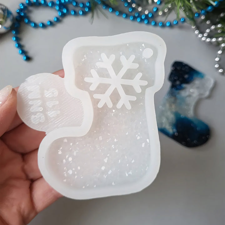 Crystal Christmas Stocking Ornament Silicone Mold, 7.5x6x0.5 cm