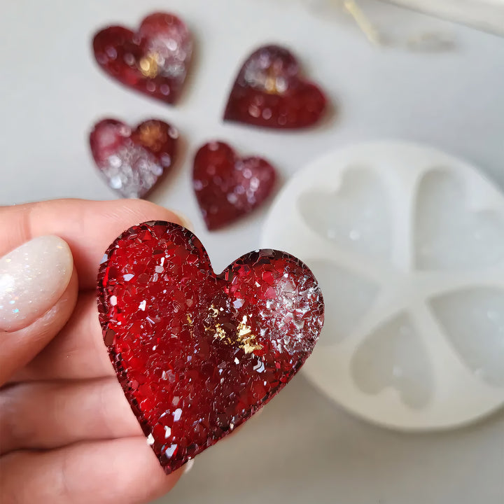 Crystal Heart Ornament Silicone Mold, Set of 3