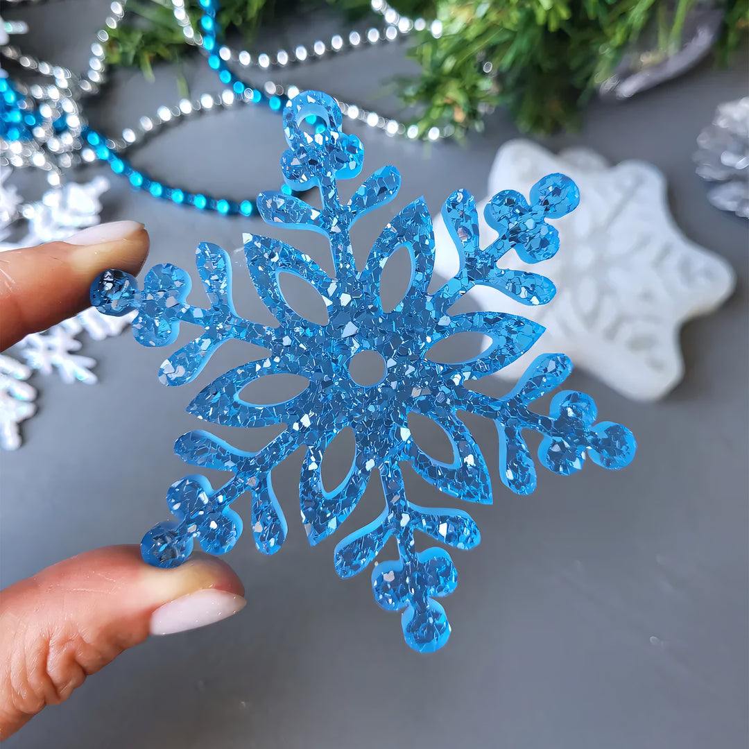 Crystal Snowflake Ornament 5 Silicone Mold, 9x9x0.5 cm
