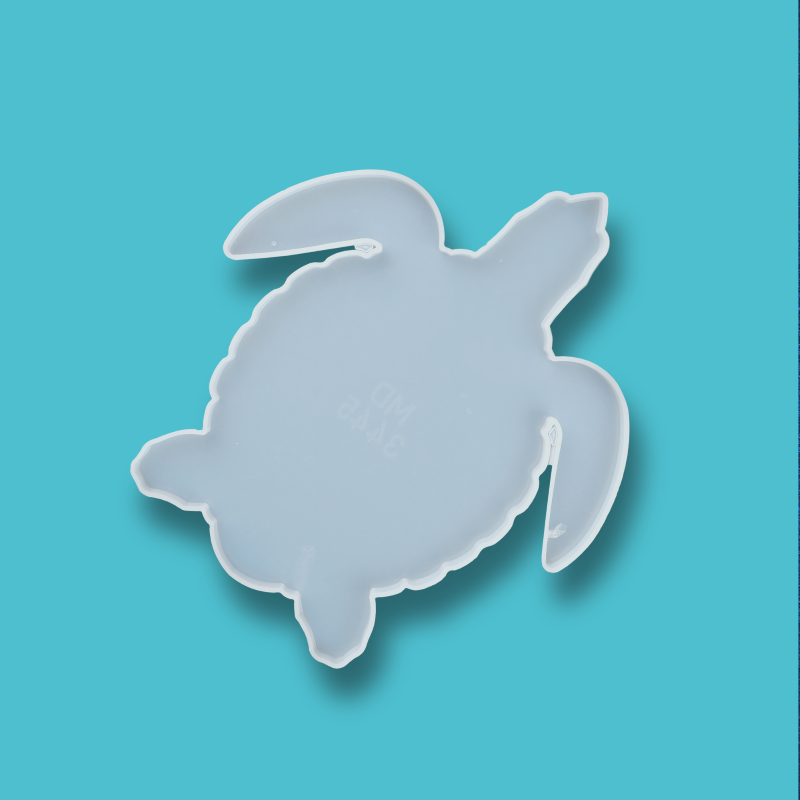 Silicone mold in the shape of a sea turtle, translucent, 19.5x22 cm, ideal for resin crafting.